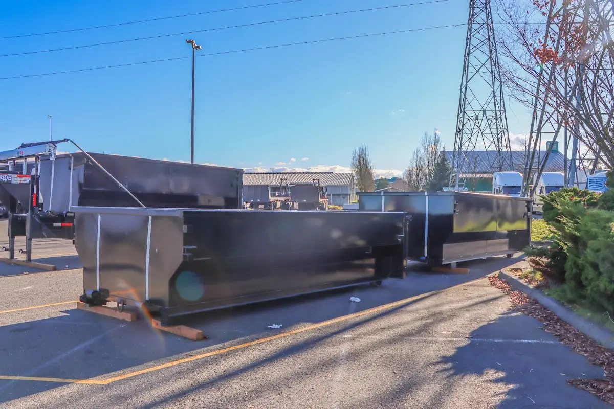 Roll-off dumpster ready for waste disposal at job site for Cleanout Dumpster Rental in Round Rock